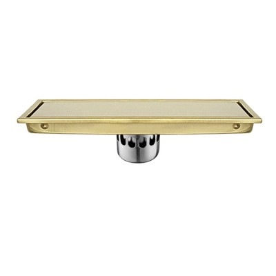 Bathroom Shower Stainless Steel Gold Linear Tile Insert Floor Drain